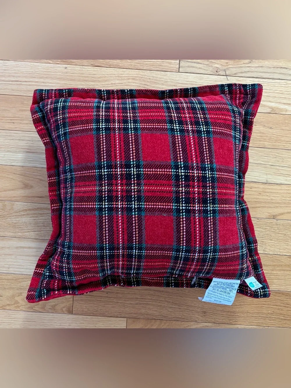 Brentwood Originals Christmas Holiday Plaid Throw Pillow Red Tartan 16”x16”